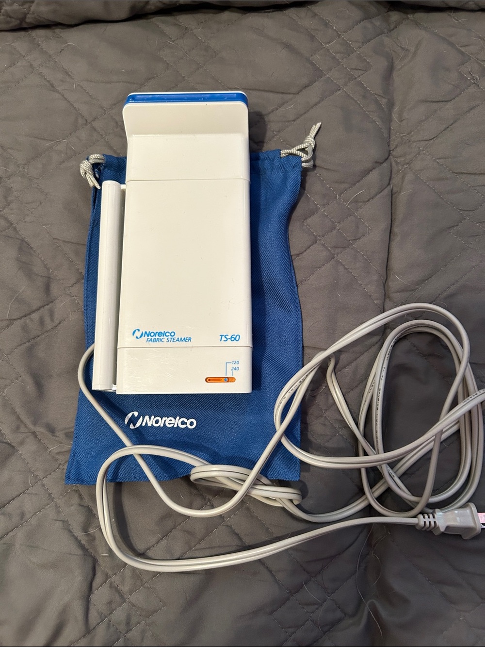 Norelco TS-60 White & Blue Fabric Steamer - Portable Garment Steamer